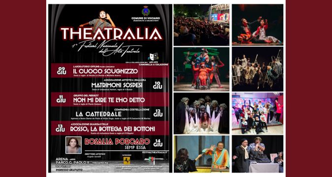 Rosalia Porcaro sul palco di Theatralia 2025 a Visciano, festival teatrale sotto le stelle