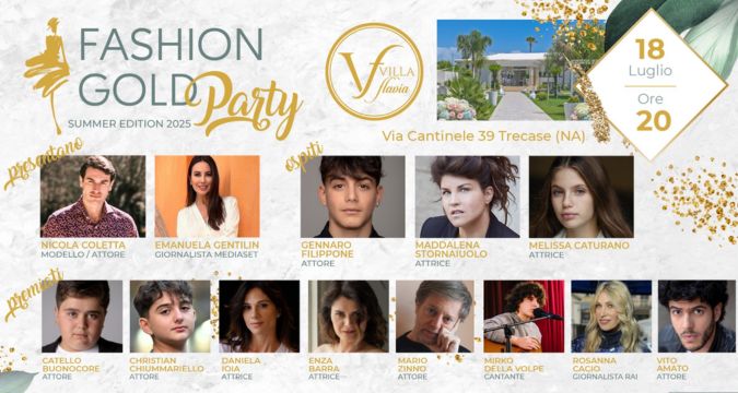 Red carpet al Fashion Gold Party 2025 nella splendida Villa Flavia a Trecase