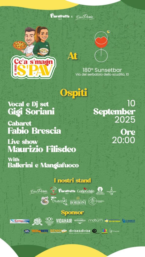 Cena-spettacolo Ccà s’ Magn e Nun s’ Pav al Rooftop Bar di Napoli